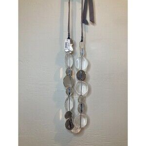 CHICO'S Textured Silver Tone & Translucent Shimmery Coins/Discs Station Necklace